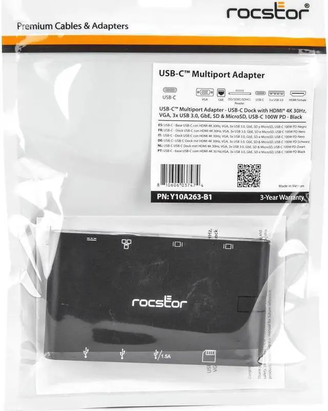 Alt view image 6 of 17 - Rocstor Portable USB-C 7-Port Multiport Adapter Y10A263B1
