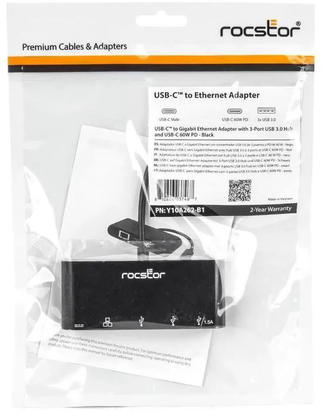 Alt view image 5 of 17 - Rocstor USB-C to 3-Port Multiport Adapter USB 3.0 Hub Y10A262B1