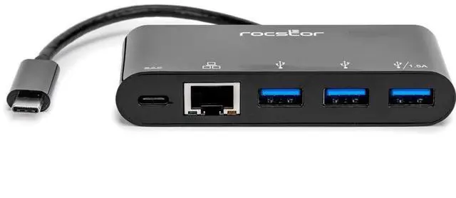 Alt view image 6 of 17 - Rocstor USB-C to 3-Port Multiport Adapter USB 3.0 Hub Y10A262B1