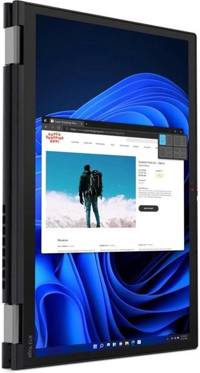 Alt view image 4 of 11 - Lenovo ThinkPad X13 Yoga Gen 3 21AW002NUS 13.3" Touchscreen Convertible 2 in 1 Notebook - WUXGA - 1920 x 1200 - Intel Core i7 12th Gen i7-1255U Deca-core (10 Core) - 16 GB Total RAM - 16 GB On-bo
