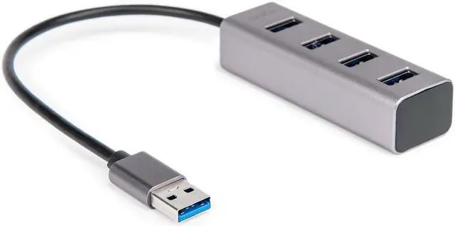 Alt view image 2 of 7 - Rocstor Portable 4 Port Hub USB-A to 4x USB-A SuperSpeed USB 3.0 - USB 3.0 Type A - External - 4 USB Port(s) - 4 USB 3.0 Port(s) - PC, Mac