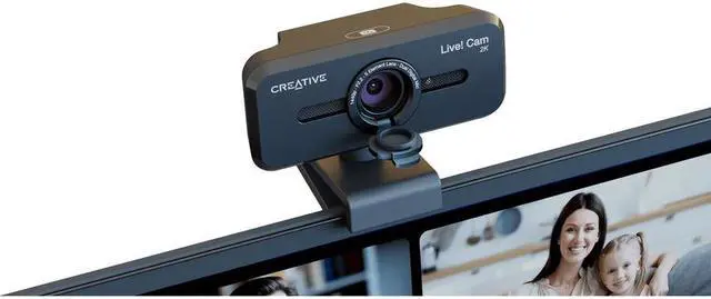 Alt view image 6 of 12 - Creative Live! Cam Sync V3 2K QHD USB Webcam with 4X Digital Zoom (4 Zoom Modes from Wide Angle to Narrow Portrait View), Privacy Lens, 2 Mics, for PC and Mac - 2560 x 1440 Video - CMOS Sensor - 4x Di