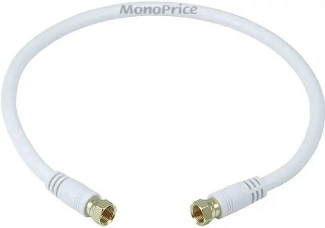 Alt view image 5 of 10 - Monoprice 1.5ft RG6 (18AWG) 75Ohm, Quad Shield, CL2 Coaxial Cable with F Type Connector - White