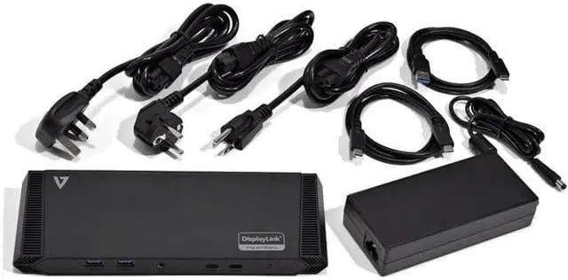 Alt view image 3 of 20 - V7 DOCKUSBC USB-C Triple DisplayLink Docking Station