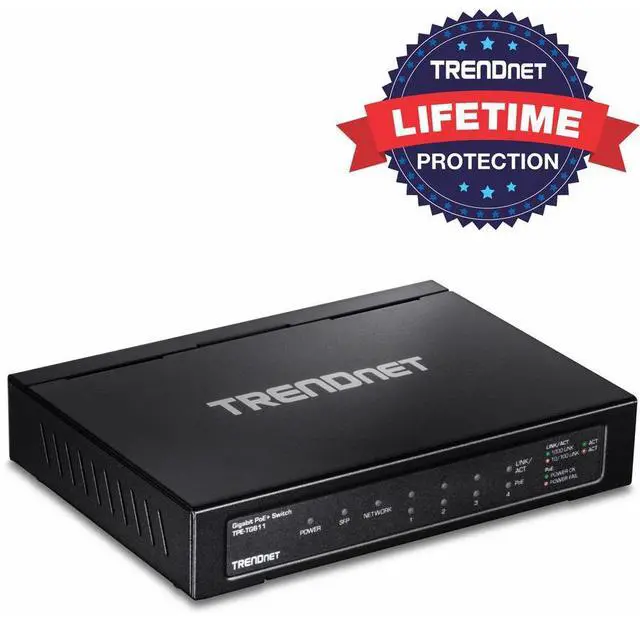 Alt view image 19 of 20 - TRENDnet 6-port Gigabit Poe+ Switch, TPE-TG611, 4 X Gigabit Poe+ Ports, 1 X Gigabit Port, 1 X SFP Slot, Supports 100/1000Base-FX Fiber SFP Modules, Ethernet Desktop Network Switch