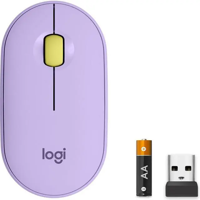 Alt view image 2 of 18 - Logitech Pebble M350 Wireless Mouse - Optical - Wireless - Bluetooth/Radio Frequency - 2.40 GHz - Lavender Lemonade - USB - 1000 dpi - Scroll Wheel - 3 Button(s)