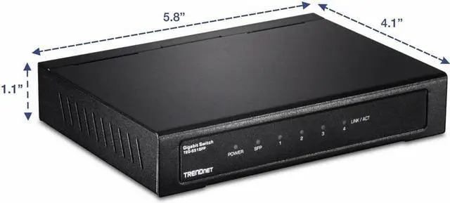 Alt view image 9 of 16 - TRENDNET INC TEG-S51SFP REAR PORT 4-PORT GIGABIT SWITCH WITH SFP SLOT (METAL),LIMITED LIFETIME WARRANTY