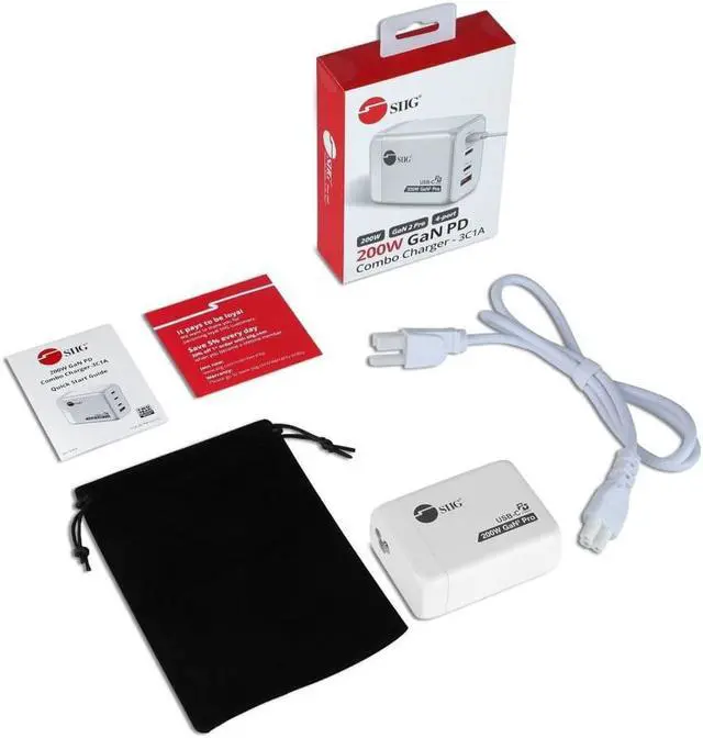 Alt view image 8 of 17 - SIIG 200W GaN PD Combo Charger 3C1A ACPW1V11S1