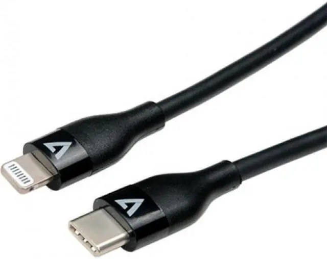 Alt view image 8 of 12 - V7 V7USBCLGT-1M USB-C Male to Lightning Male Cable USB 2.0 480 Mbps 3A 1m/3.3ft Black