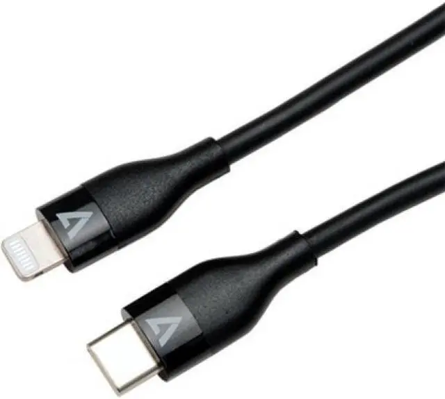 Alt view image 11 of 12 - V7 V7USBCLGT-1M USB-C Male to Lightning Male Cable USB 2.0 480 Mbps 3A 1m/3.3ft Black