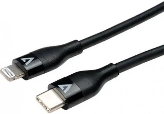 Alt view image 7 of 12 - V7 V7USBCLGT-1M USB-C Male to Lightning Male Cable USB 2.0 480 Mbps 3A 1m/3.3ft Black