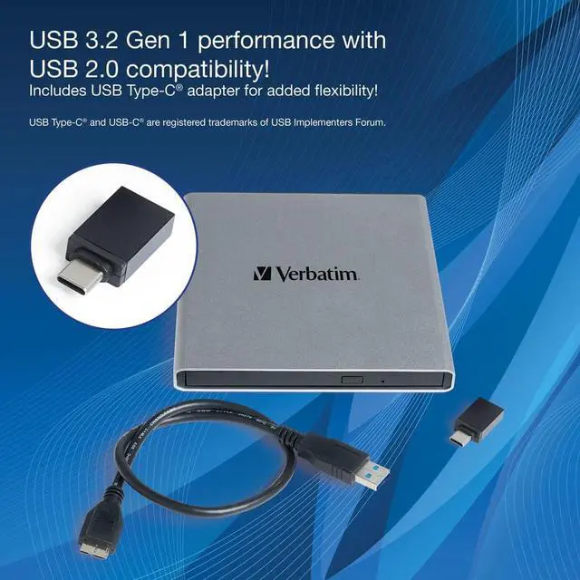 Alt view image 12 of 20 - External USB 3.2 All-in-One Optical Writer 6X Blu-ray/24X CD/8X DVD Write Speed 7109443890