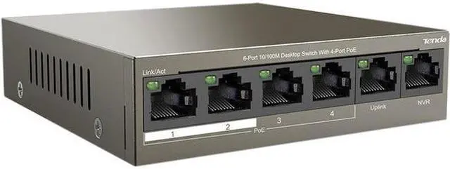 Main image of Tenda TEF1106P-4-63W Unmanaged 6-Port 10/100M Desktop Switch with 4-Port PoE