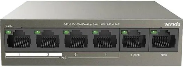 Alt view image 3 of 6 - Tenda TEF1106P-4-63W Unmanaged 6-Port 10/100M Desktop Switch with 4-Port PoE