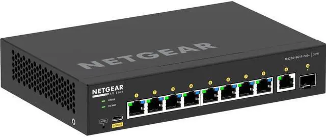 Alt view image 2 of 7 - NETGEAR 8x1G PoE+ 110W 1x1G and 1xSFP Managed Switch | AV Line M4250-9G1F-PoE+, GSM4210PD