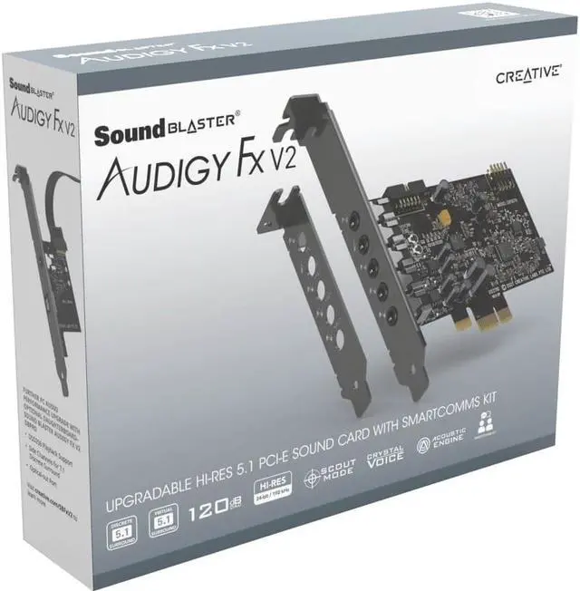 Alt view image 6 of 8 - Creative Sound Blaster Audigy Fx V2 Upgradable Hi-res PCI-e Sound Card with 5.1 Discrete and Virtual Surround, Scout Mode, SmartComms Kit for PC