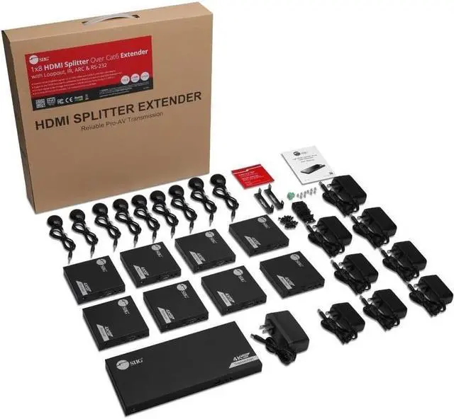 Alt view image 6 of 11 - SIIG 1x8 HDMI Splitter Over Cat6 Extender with Loopout/IR/ARC & RS-232