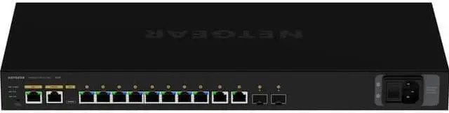 Main image of Netgear AV Line M4250-10G2F-PoE+ Ethernet Switch - 10 Ports - Manageable - Gigabit Ethernet - 1000Base-T, 1000Base-X - 3 Layer Supported - Modular - 2 SFP Slots - Power Supply - 125 W PoE Budget - Opt