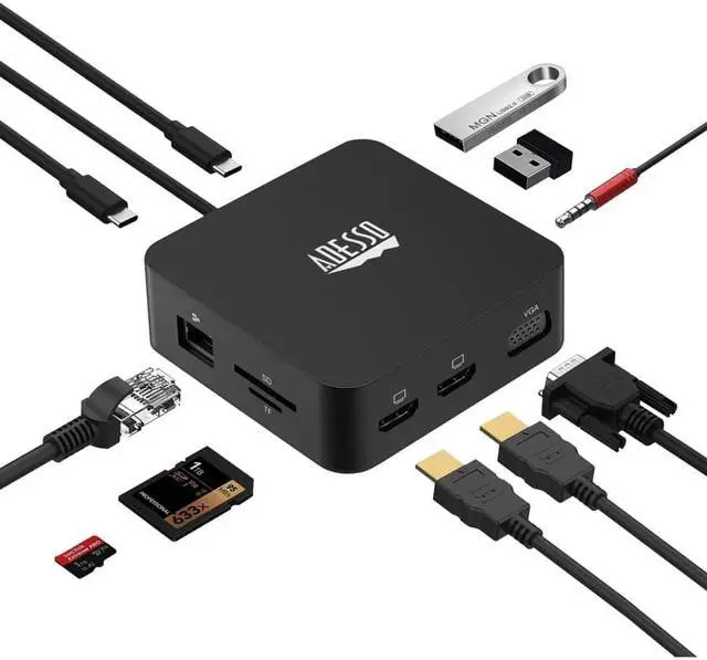 Alt view image 7 of 18 - Adesso 11-in-1 USB-C Multi-Port TAA Compliant Docking Station Black AUH4050