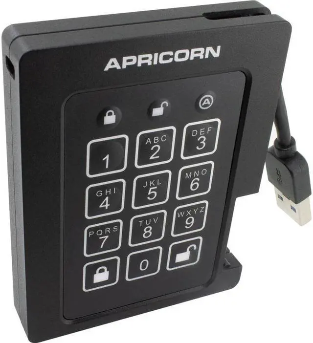 Alt view image 9 of 20 - 4TB Apricorn Aegis Padlock USB3.0 External Solid State Drive - Black