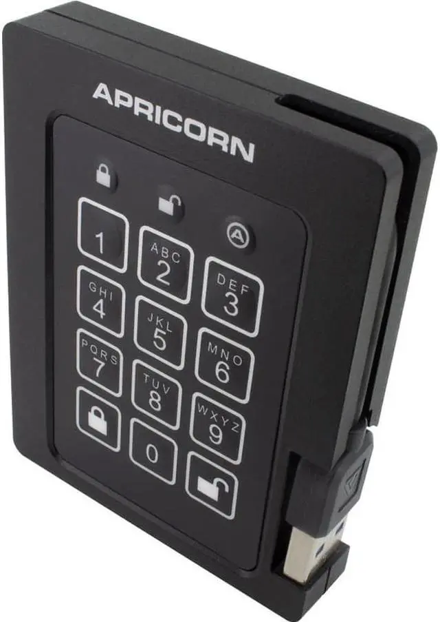 Alt view image 10 of 20 - 4TB Apricorn Aegis Padlock USB3.0 External Solid State Drive - Black