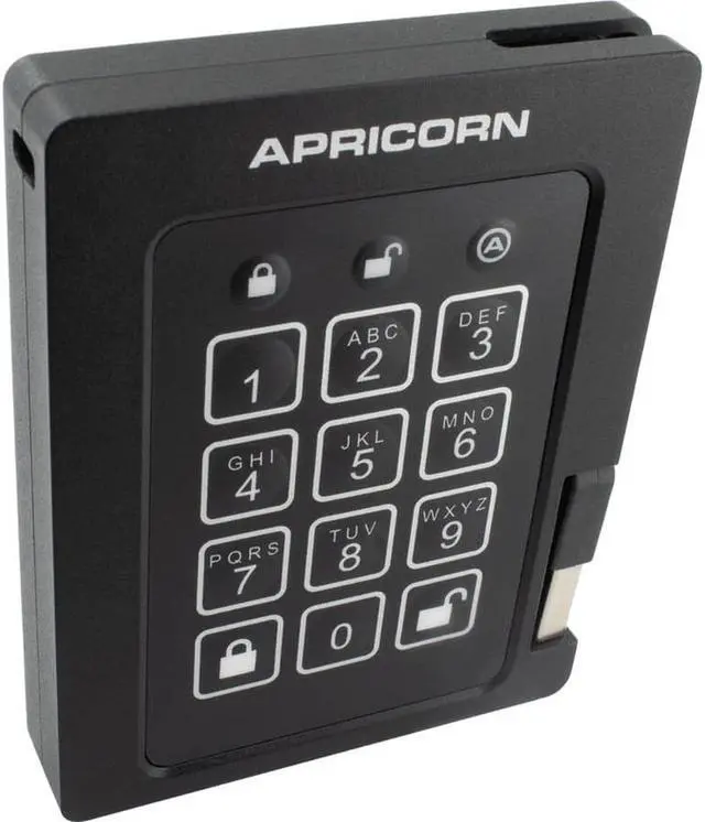 Alt view image 11 of 20 - 4TB Apricorn Aegis Padlock USB3.0 External Solid State Drive - Black