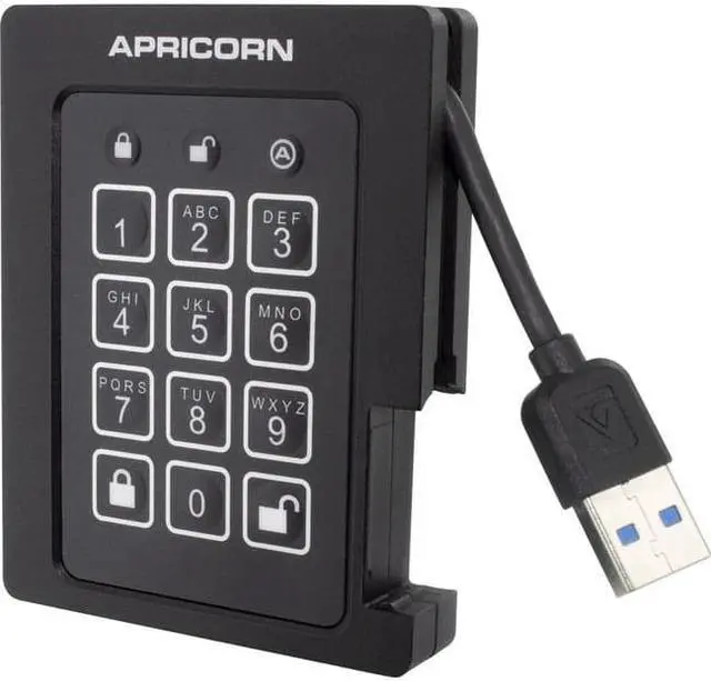 Alt view image 8 of 20 - 4TB Apricorn Aegis Padlock USB3.0 External Solid State Drive - Black