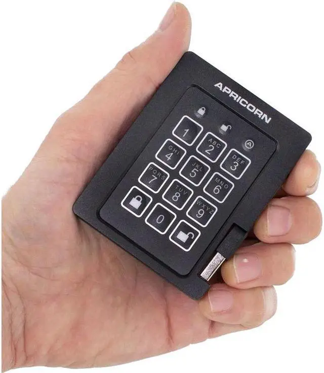 Alt view image 12 of 20 - 4TB Apricorn Aegis Padlock USB3.0 External Solid State Drive - Black