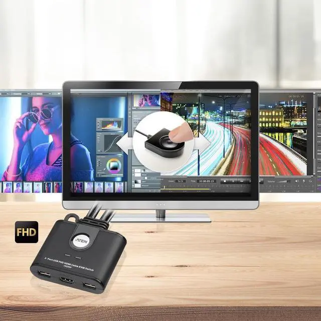 Alt view image 5 of 6 - ATEN CS22HF 2-Port USB FHD HDMI Cable KVM Switch