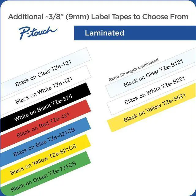 Alt view image 6 of 16 - Brother P-touch TZe-621 Label Maker Tape 0.35"W Yellow/Black TZE621CS