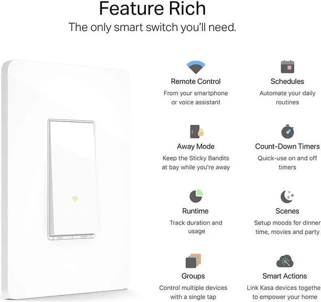 Alt view image 10 of 11 - tplink hs200p3 kasa smart wifi switch 3pack control lighting from anywhere, easy inwall installation singlepole only, no hub required, works with alexa and google assistant, white