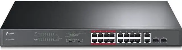 Alt view image 11 of 19 - TP-Link 16 Port 10/100Mbps Fast Ethernet PoE Switch | 16 PoE+ Ports @194W, w/ 2 Uplink Gigabit Ports + 2 Combo SFP Slots | Plug & Play | Lifetime Protection | Extend Mode | Priority Mode (TL-SL1218MP)