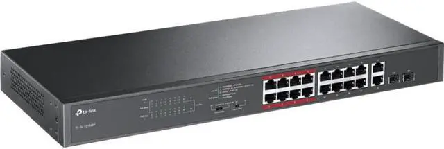 Alt view image 12 of 19 - TP-Link 16 Port 10/100Mbps Fast Ethernet PoE Switch | 16 PoE+ Ports @194W, w/ 2 Uplink Gigabit Ports + 2 Combo SFP Slots | Plug & Play | Lifetime Protection | Extend Mode | Priority Mode (TL-SL1218MP)