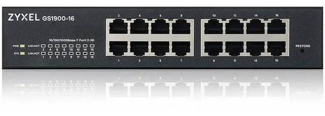 Main image of ZyXEL 16-Port Gigabit Smart Managed Switch, Fanless, GS1900-16 Rev 03F