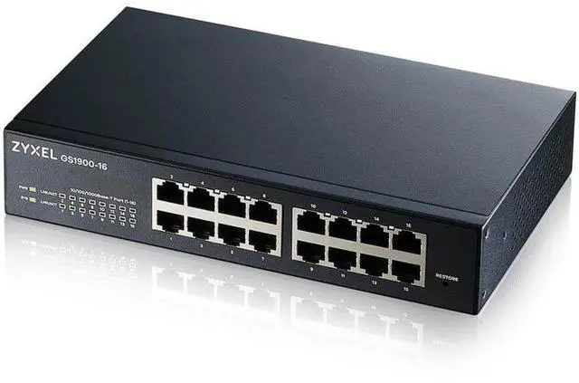 Alt view image 2 of 5 - ZyXEL 16-Port Gigabit Smart Managed Switch, Fanless, GS1900-16 Rev 03F