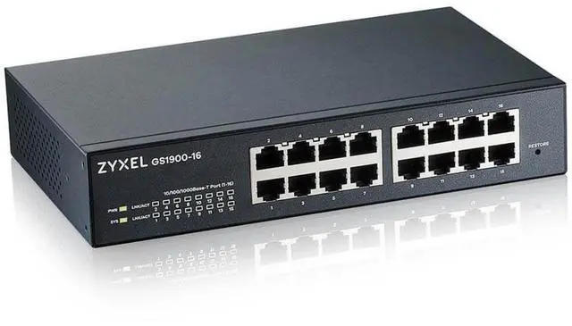 Alt view image 3 of 5 - ZyXEL 16-Port Gigabit Smart Managed Switch, Fanless, GS1900-16 Rev 03F