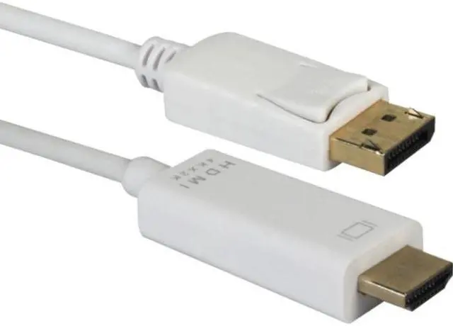 Alt view image 3 of 3 - QVS DPHD-10W 10 ft. White DisplayPort to HDMI 4K Digital A/V White Cable Male to Male