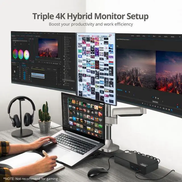 Alt view image 11 of 20 - SIIG AC JUDK0J11S1 Universal Hybrid Triple 4K Video Docking Station w PD30