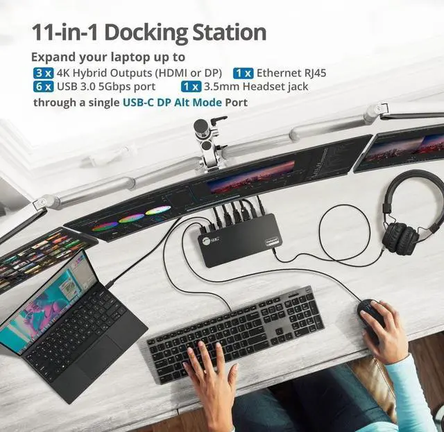 Alt view image 12 of 20 - SIIG AC JUDK0J11S1 Universal Hybrid Triple 4K Video Docking Station w PD30