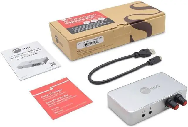 Alt view image 3 of 11 - SIIG 4K HDMI Video Capture Box with Volume Control & Loopout - Easily capture and save 4Kx2K@60Hz HDMI signals in 4Kx2K@30Hz resolution from any HDMI source such as Gaming console, Media players,