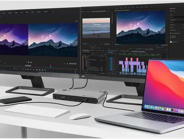 Alt view image 6 of 18 - Quad Display Thunderbolt 4 Docking Station & PD - Advanced Quad Display Thunderbolt 4 Docking Station with three Thunderbolt 4 USB-C, one DisplayPort, one HDIM, two USB-A 5G, two USB-A 480Mbps, on