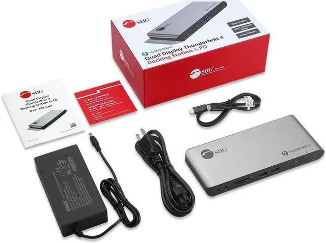 Alt view image 7 of 18 - Quad Display Thunderbolt 4 Docking Station & PD - Advanced Quad Display Thunderbolt 4 Docking Station with three Thunderbolt 4 USB-C, one DisplayPort, one HDIM, two USB-A 5G, two USB-A 480Mbps, on