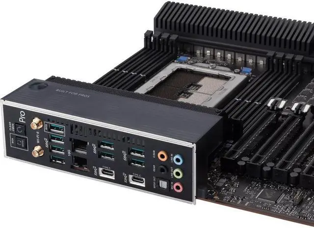 Alt view image 3 of 10 - ASUS PRO WS WRX80E-SAGE WIF-SI R Server Motherboard, AMD WRX80 Ryzen Threadripper PRO extended-ATX workstation motherboard with Intel dual 10 G LAN, USB 3.2 Gen 2x2 Type-C port, 7 x PCIe 4.0 x16 slots