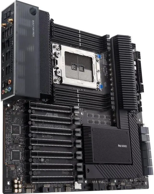 Alt view image 4 of 10 - ASUS PRO WS WRX80E-SAGE WIF-SI R Server Motherboard, AMD WRX80 Ryzen Threadripper PRO extended-ATX workstation motherboard with Intel dual 10 G LAN, USB 3.2 Gen 2x2 Type-C port, 7 x PCIe 4.0 x16 slots