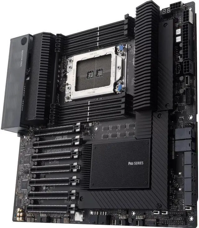 Alt view image 5 of 10 - ASUS PRO WS WRX80E-SAGE WIF-SI R Server Motherboard, AMD WRX80 Ryzen Threadripper PRO extended-ATX workstation motherboard with Intel dual 10 G LAN, USB 3.2 Gen 2x2 Type-C port, 7 x PCIe 4.0 x16 slots