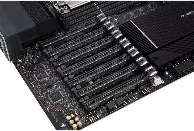 Alt view image 8 of 10 - ASUS PRO WS WRX80E-SAGE WIF-SI R Server Motherboard, AMD WRX80 Ryzen Threadripper PRO extended-ATX workstation motherboard with Intel dual 10 G LAN, USB 3.2 Gen 2x2 Type-C port, 7 x PCIe 4.0 x16 slots