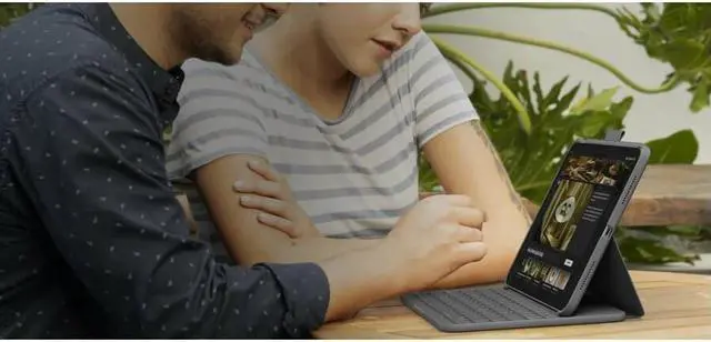 Alt view image 13 of 14 - Logitech Slim Folio Protective Bluetooth Keyboard Case for Apple iPad 10.9" 10th Gen, Oxford Gray