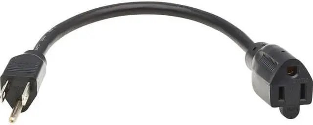 Alt view image 3 of 7 - Tripp Lite 1ft Power Extension Cord NEMA 5-15P to NEMA 5-15R Black P02200113A