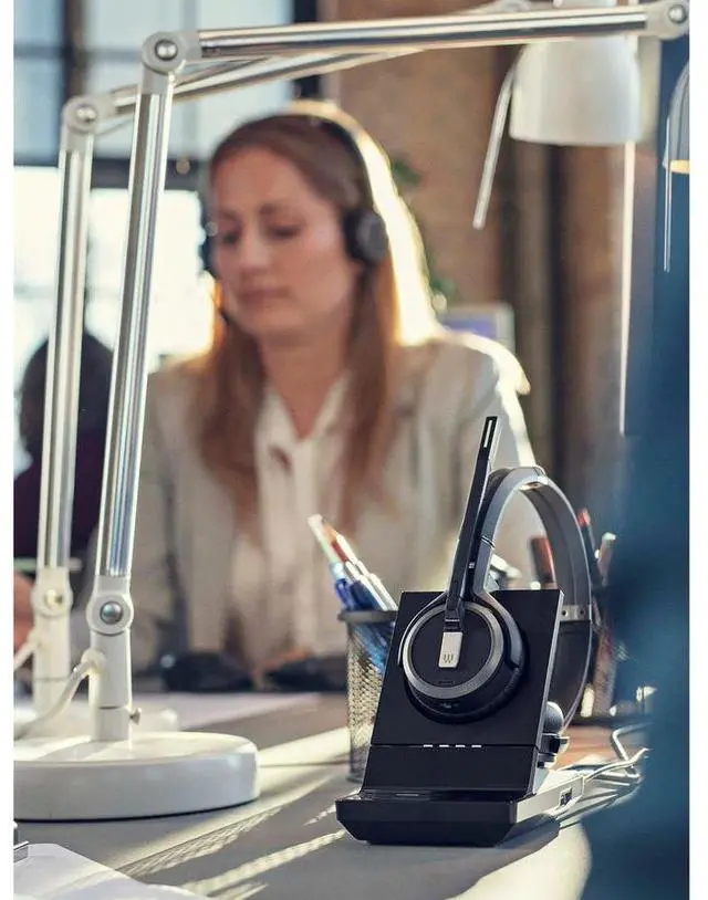 Alt view image 7 of 8 - Sennheiser SDW 5065 (507000) - Double-Sided (Binaural) Wireless Dect Headset for Desk Phone Softphone/PC Connections Dual Microphone Ultra Noise Cancelling, Black