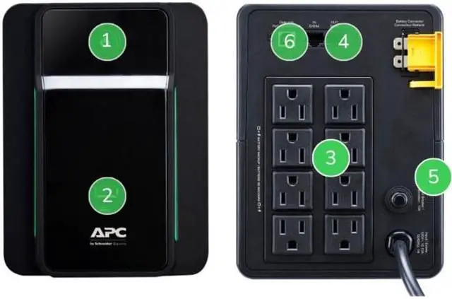 Alt view image 3 of 11 - APC BVK1200M2 Back UPS, 1200VA/650W, Tower, 120V, 8x NEMA 5-15R outlets, USB Type A + C Ports, User Replaceable Battery